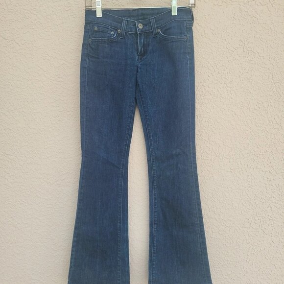Lucky Brand Women's Reg Inseam Bootcut Low Rise Dark Blue Jeans Sz 0 - Picture 1 of 8
